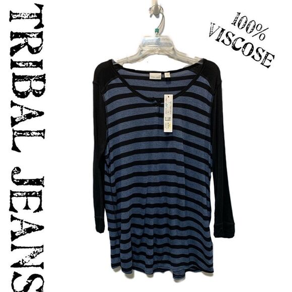 Tribal Tops - NWT Tribal jeans viscose striped top